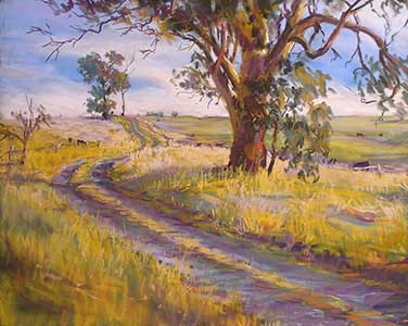 Landscape, trees, pastel painting, regina hona artist, 
